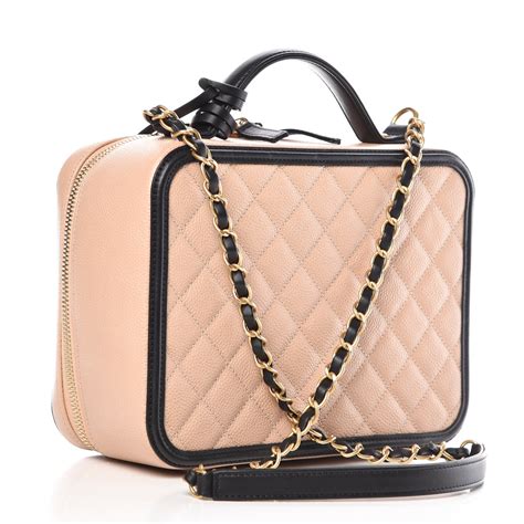 chanel caviar filigree|CHANEL Caviar Quilted Large CC Filigree Vanity Case.